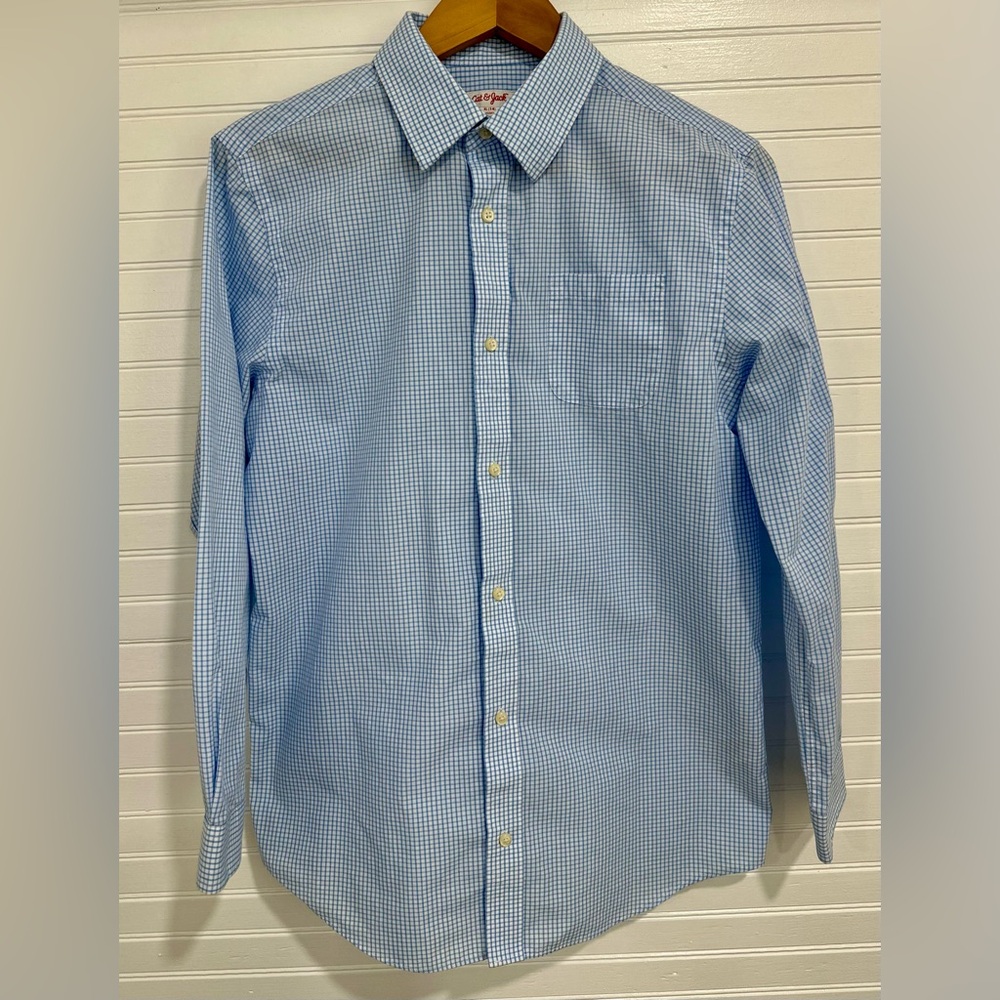 Cat & Jack Light Blue Gingham Shirt - Size Youth XL Husky